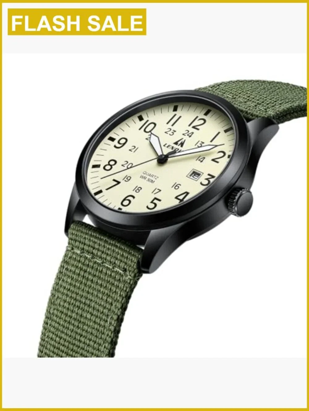 Military Sport Analog Quartz Watch Men Nylon Strap Luminous 3ATM Waterproof